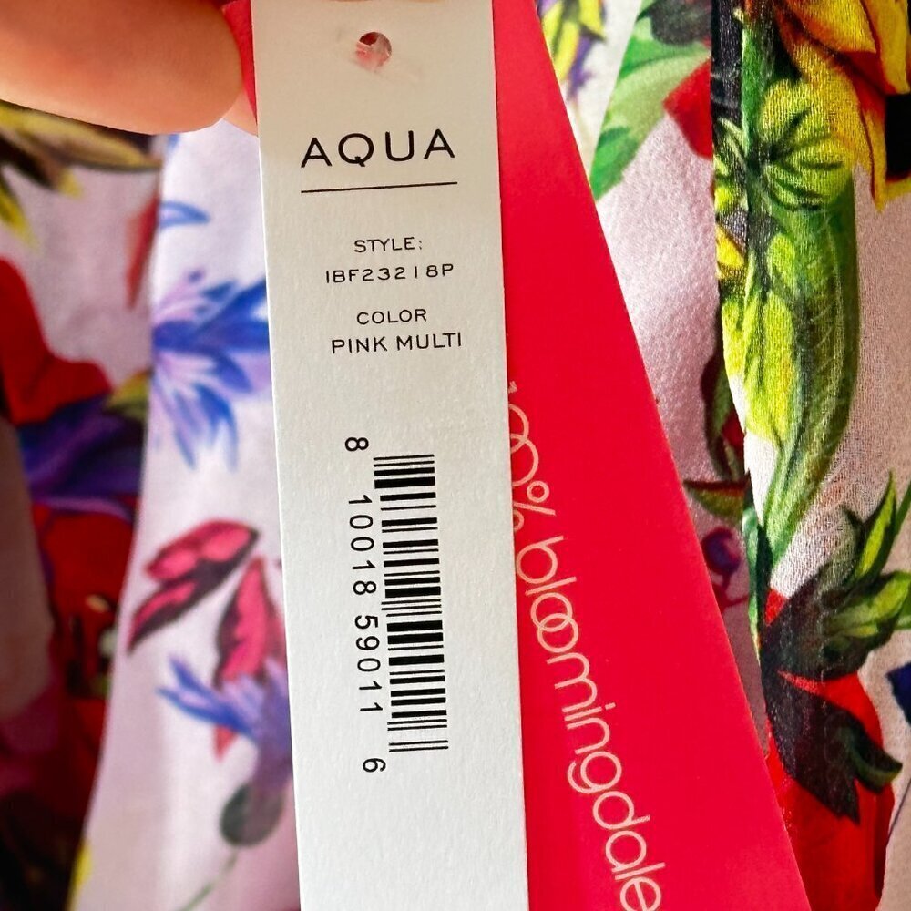 AQUA Mary Katrantzou Floral Off The Shoulder Smocked Top 1X NWT - Picture 7 of 10